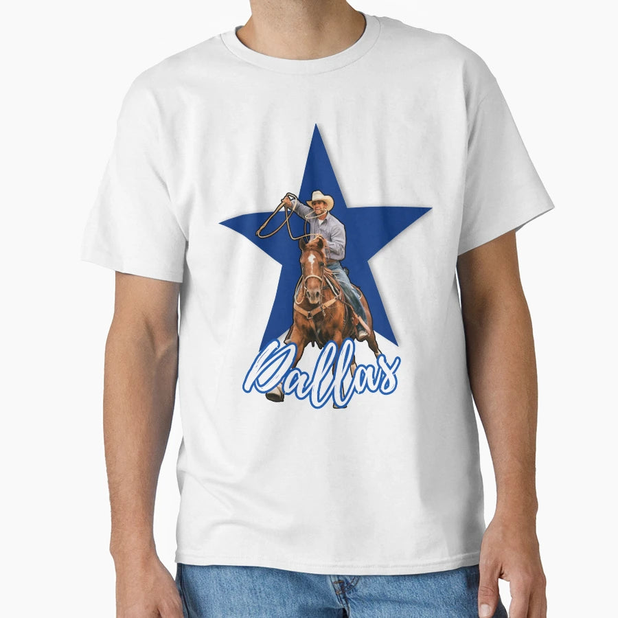 Cowboy Horse Between Blue Star And T-Shirt - Novelty Apparel Men Women - T-Shirt, Sweatshirt, Hoodie
