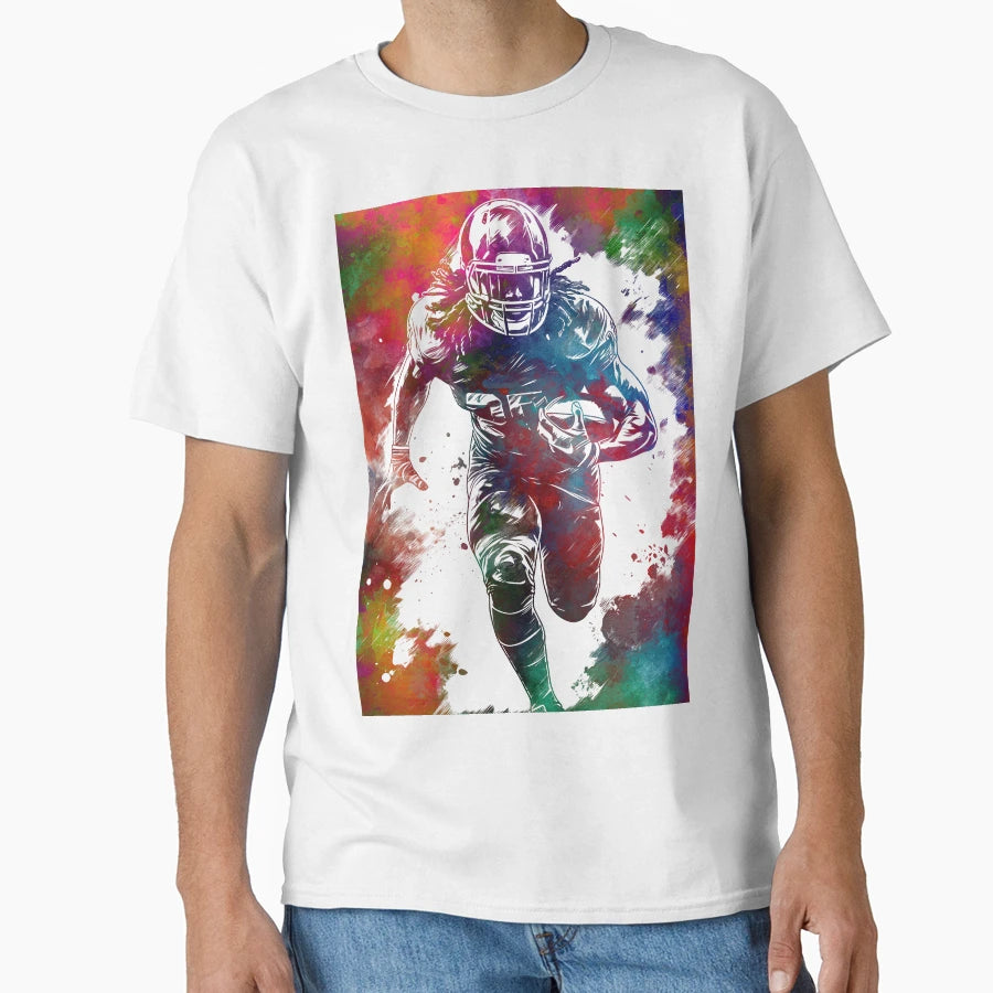 American Football Player Football T-Shirt - Custom Art Print for Adults - T-Shirt, Sweatshirt, Hoodie