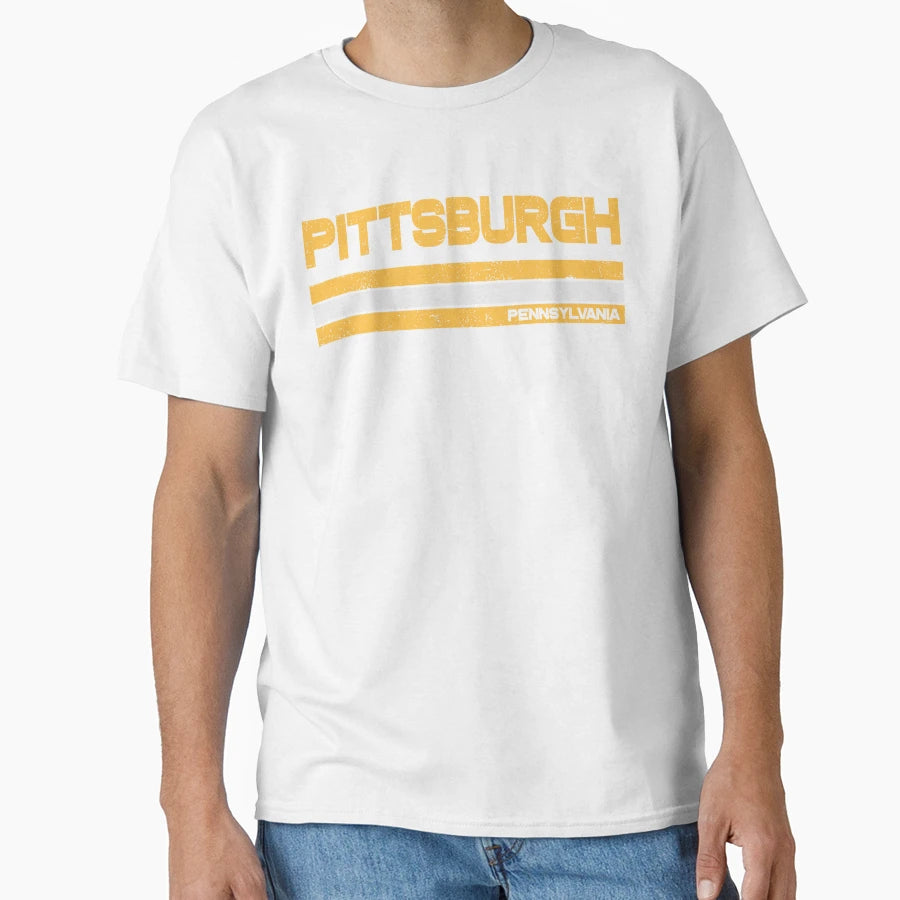 Pittsburgh Baseball Hockey Stripe T-Shirt - Minimalist Print for Adults - T-Shirt, Sweatshirt, Hoodie