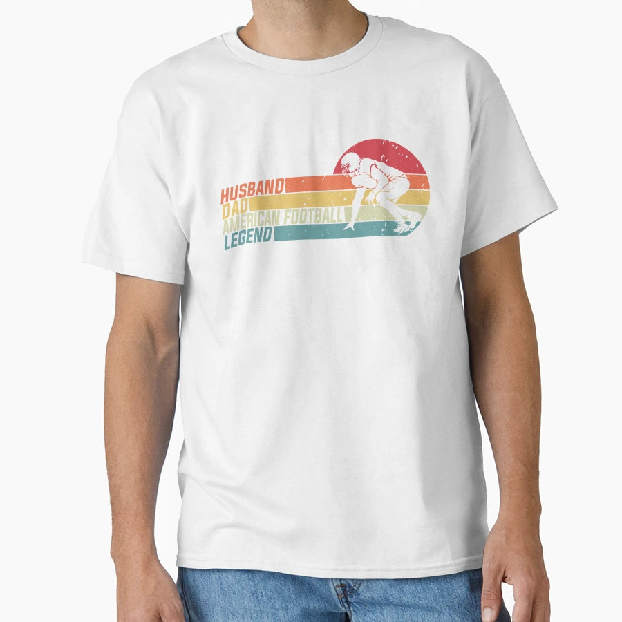Husband Dad American Football Legend T-Shirt - Minimalist Print Unisex - T-Shirt, Sweatshirt, Hoodie