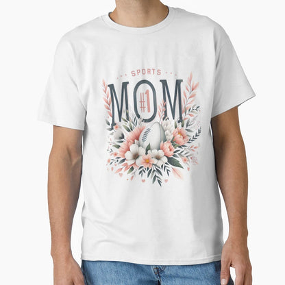 Sports Mom 1 Floral Football Mothers T-Shirt - Custom Art Print Men Women - T-Shirt, Sweatshirt, Hoodie