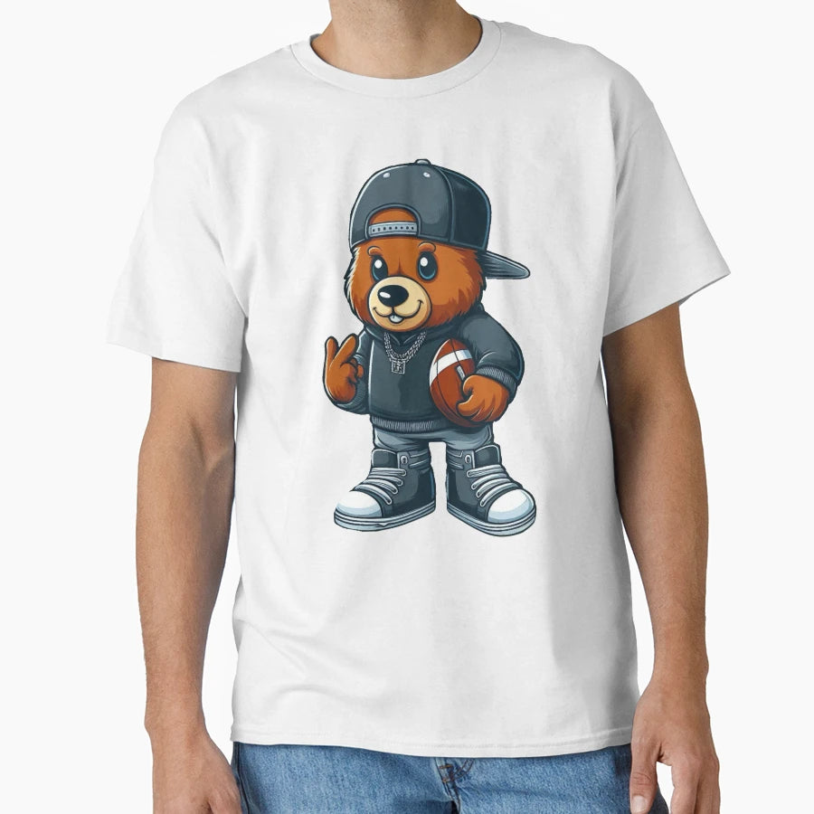 Hip Hop Teddy Bear Football T-Shirt - Fun Novelty Design Men Women - T-Shirt, Sweatshirt, Hoodie