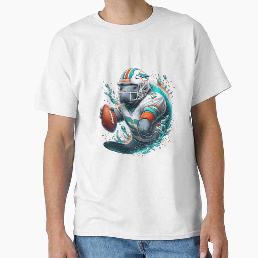 Funny Manatee Miami Dolphins Uniform T-Shirt - Custom Art Print Unisex - T-Shirt, Sweatshirt, Hoodie