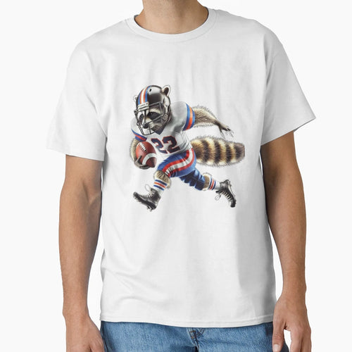 Raccoon Football Player Art T-Shirt - Fun Novelty Design Men Women - T-Shirt, Sweatshirt, Hoodie
