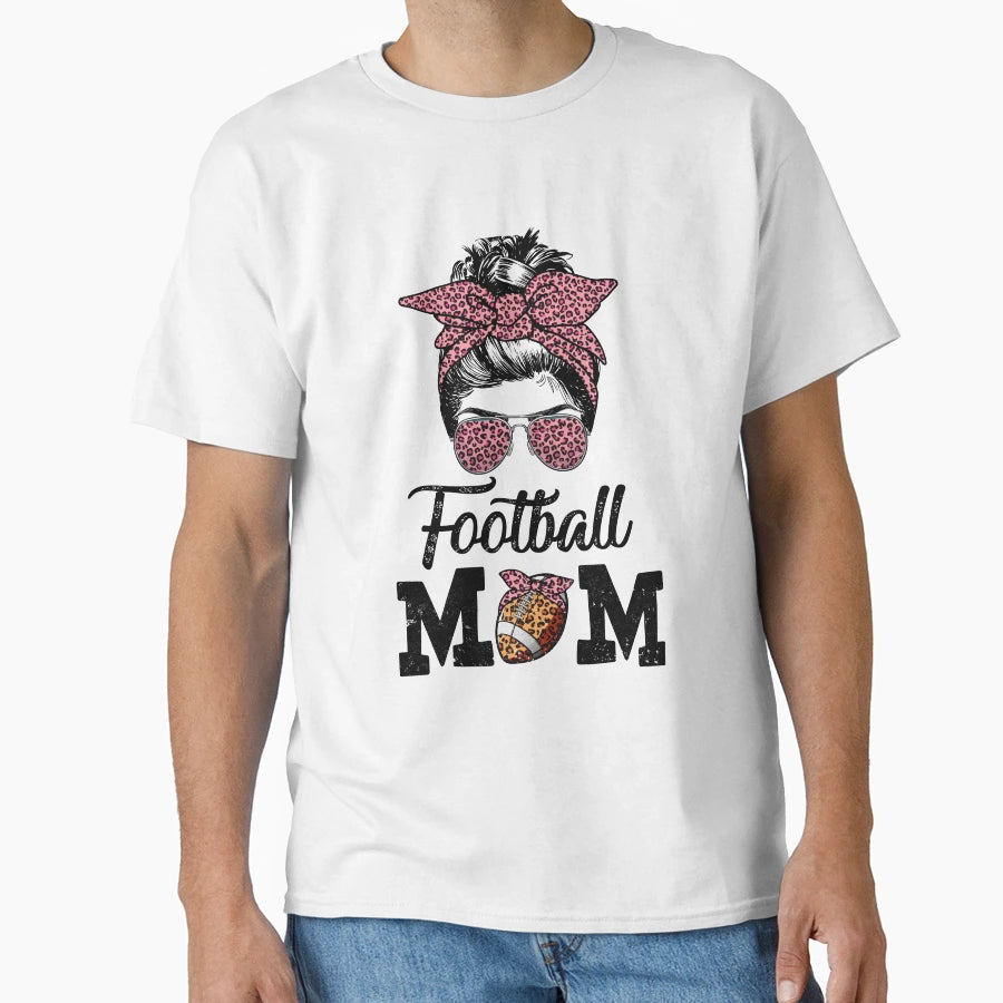 Football Mom Life Messy Bun Football T-Shirt - Aesthetic Graphic Unisex - T-Shirt, Sweatshirt, Hoodie