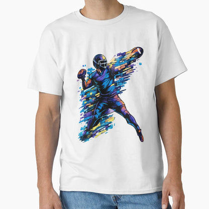 Dynamic Football Quarterback Passing T-Shirt - Aesthetic Graphic Men Women - T-Shirt, Sweatshirt, Hoodie
