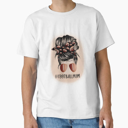Womans Football Mom Messy Bun Sunglasse T-Shirt - Aesthetic Graphic Unisex - T-Shirt, Sweatshirt, Hoodie