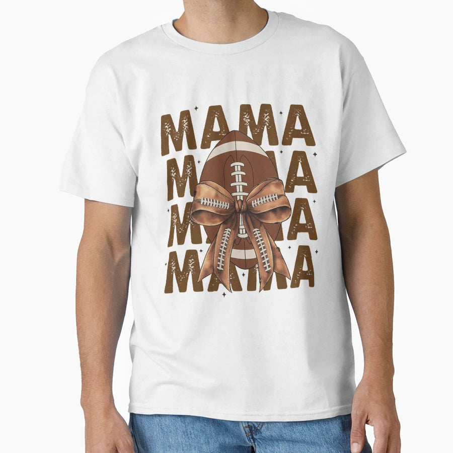 Football Mama Bow T-Shirt - Trendy Graphic for Adults - T-Shirt, Sweatshirt, Hoodie