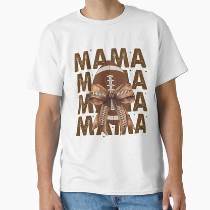 Football Mama Bow T-Shirt - Trendy Graphic for Adults - T-Shirt, Sweatshirt, Hoodie
