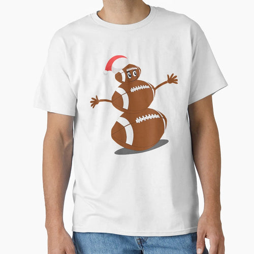 Football Sports Snowman Holiday T-Shirt - Aesthetic Graphic for Adults - T-Shirt, Sweatshirt, Hoodie