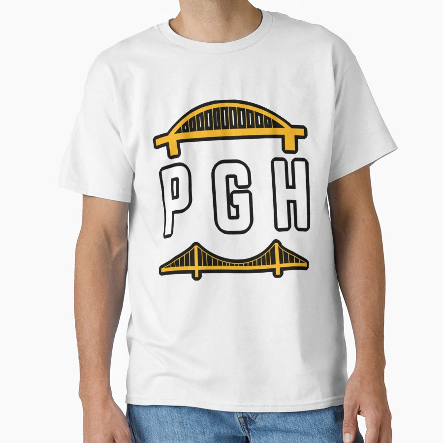 Pittsburgh Pgh Bridges Gold Shirts T-Shirt - Aesthetic Graphic for Adults - T-Shirt, Sweatshirt, Hoodie