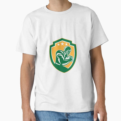 American Football Player Running Shield T-Shirt - Unique Graphic for Adults - T-Shirt, Sweatshirt, Hoodie