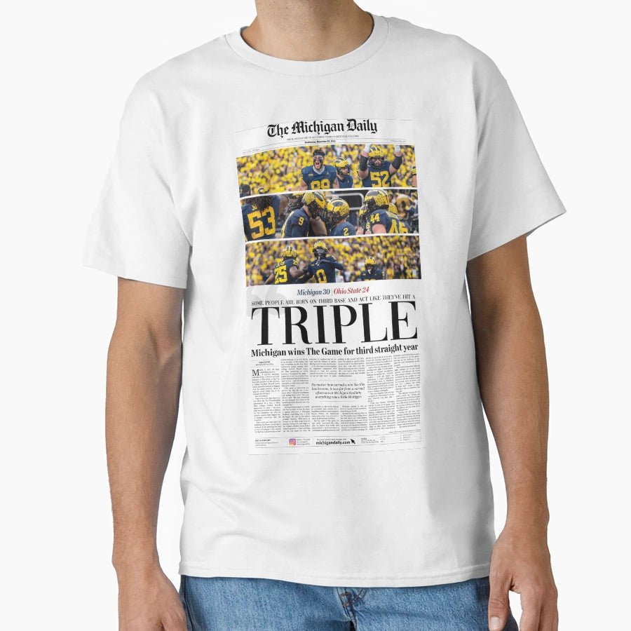 Michigan Daily Front Cover 11 29 23 T-Shirt - Fun Novelty Design Unisex - T-Shirt, Sweatshirt, Hoodie