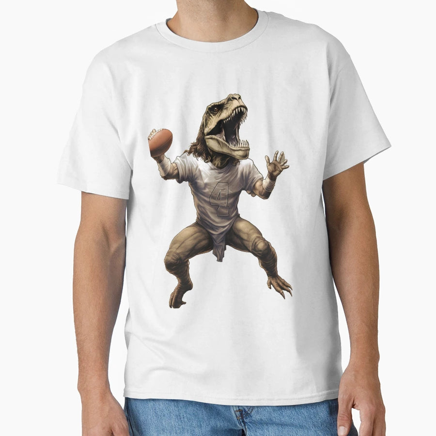 Dinosaur Playing Football Drafted T-Shirt - Fun Novelty Design Men Women - T-Shirt, Sweatshirt, Hoodie