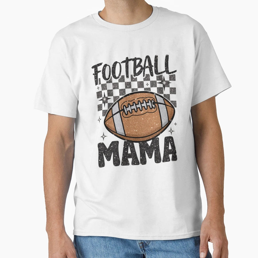 Football Mama Glitter T-Shirt - Aesthetic Graphic Unisex - T-Shirt, Sweatshirt, Hoodie