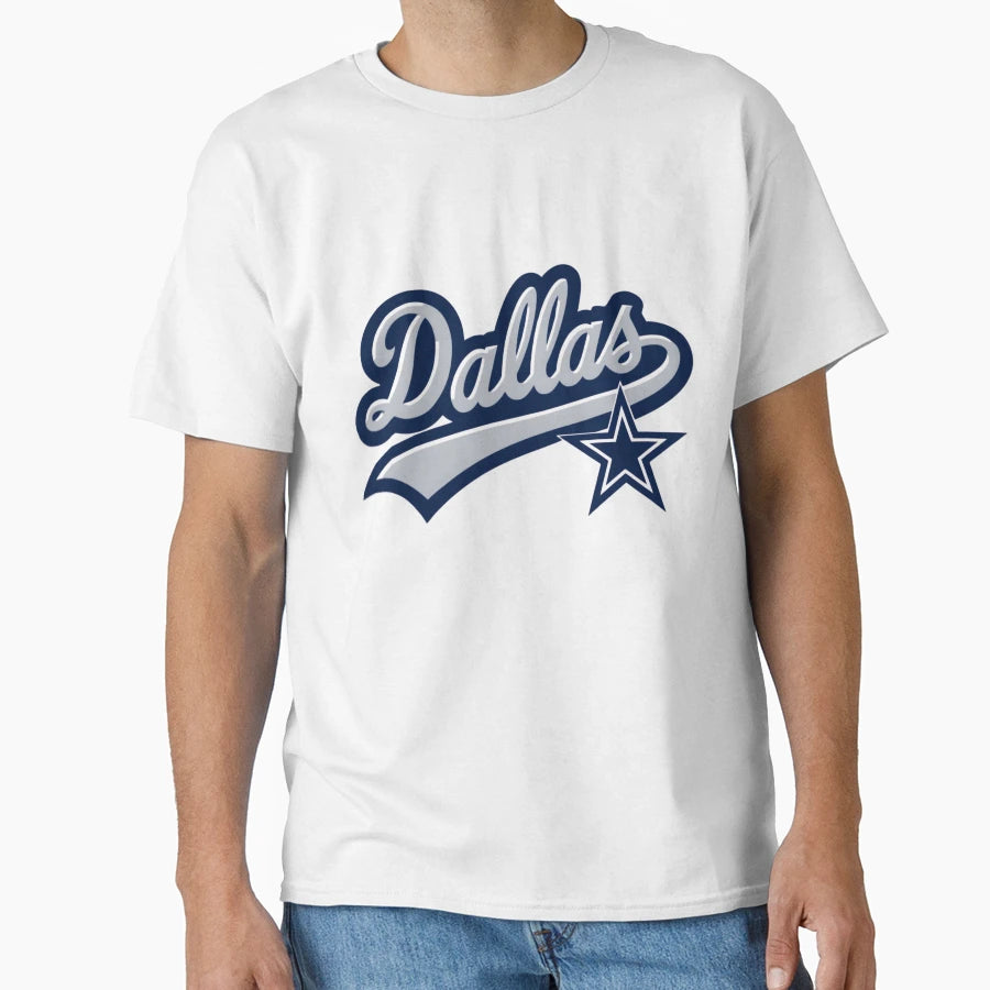 Dallas Script Logo Star T-Shirt - Casual Everyday Wear for Adults - T-Shirt, Sweatshirt, Hoodie