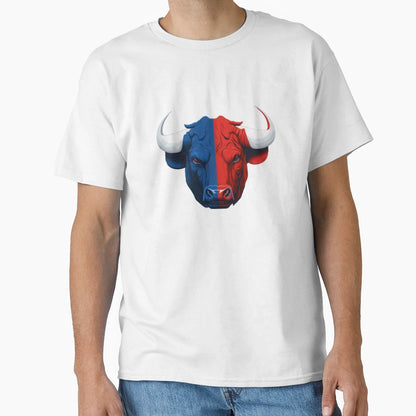 Blue And Red Fighting Bull T-Shirt - Fun Novelty Design for Adults - T-Shirt, Sweatshirt, Hoodie