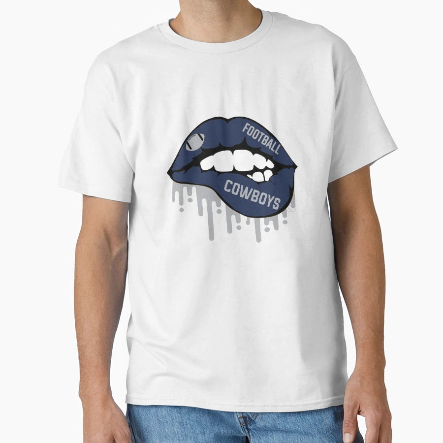 Dallas Football Lips T-Shirt - Minimalist Print Unisex - T-Shirt, Sweatshirt, Hoodie