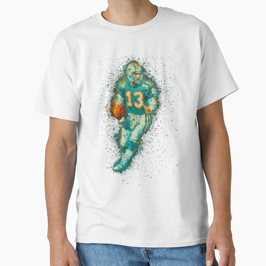 Dan Marino 13 Miami Dolphins Art Aqua T-Shirt - Novelty Apparel Men Women - T-Shirt, Sweatshirt, Hoodie