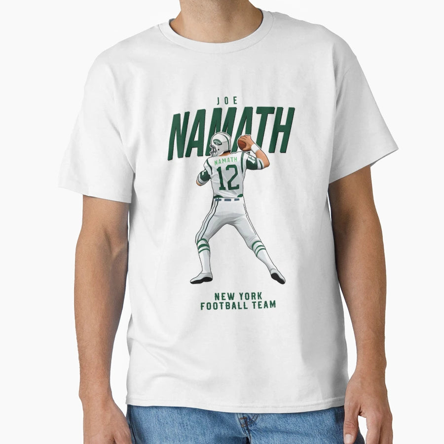 Joe Namath 12 New York Football Team T-Shirt - Trendy Graphic for Adults - T-Shirt, Sweatshirt, Hoodie