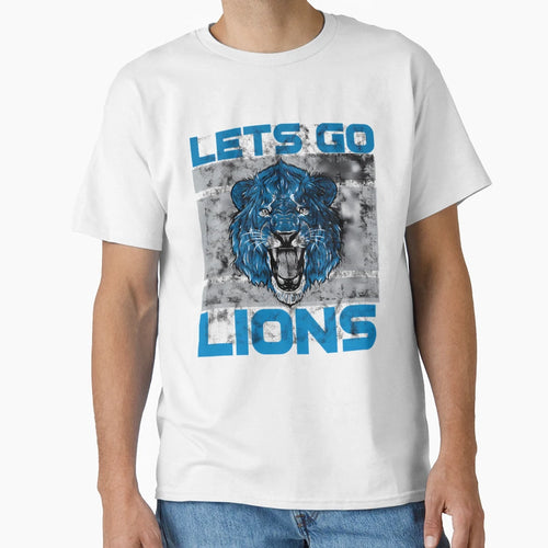 Lets Go Lions Washed And Worn T-Shirt - Fun Novelty Design for Adults - T-Shirt, Sweatshirt, Hoodie