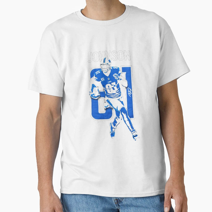 Calvin Johnson Lions 81 Minimalist Art T-Shirt - Graphic Print Unisex - T-Shirt, Sweatshirt, Hoodie