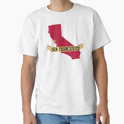 San Francisco California Red And Gold T-Shirt - Aesthetic Graphic Unisex - T-Shirt, Sweatshirt, Hoodie