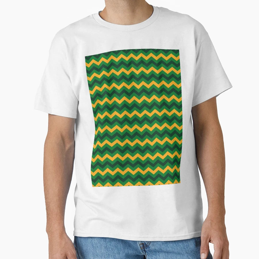 Yellow Black And Green Chevron Zigzag T-Shirt - Graphic Print Unisex - T-Shirt, Sweatshirt, Hoodie