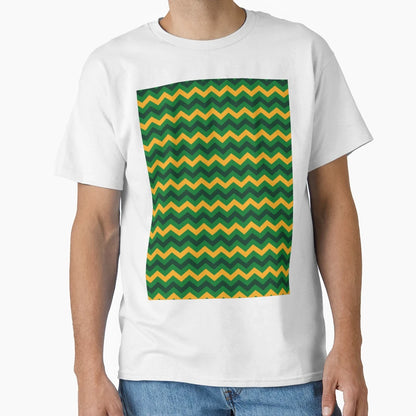 Yellow Black And Green Chevron Zigzag T-Shirt - Graphic Print Unisex - T-Shirt, Sweatshirt, Hoodie