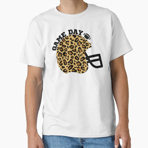 Game Day Leopard Football Helmet T-Shirt - Unique Graphic for Adults - T-Shirt, Sweatshirt, Hoodie