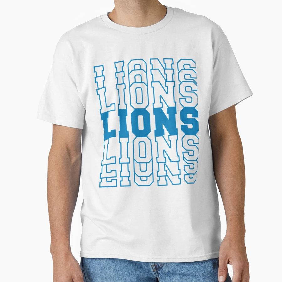 Detroit Lions Stacked Text Bold T-Shirt - Graphic Print for Adults - T-Shirt, Sweatshirt, Hoodie