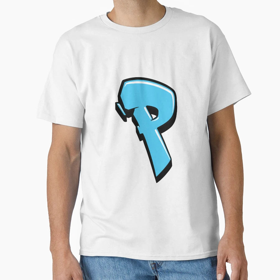 Graffiti Letter P Blue T-Shirt - Minimalist Print for Adults - T-Shirt, Sweatshirt, Hoodie