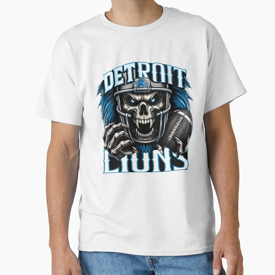 Detroit Football Fierce Skull T-Shirt - Casual Everyday Wear for Adults - T-Shirt, Sweatshirt, Hoodie