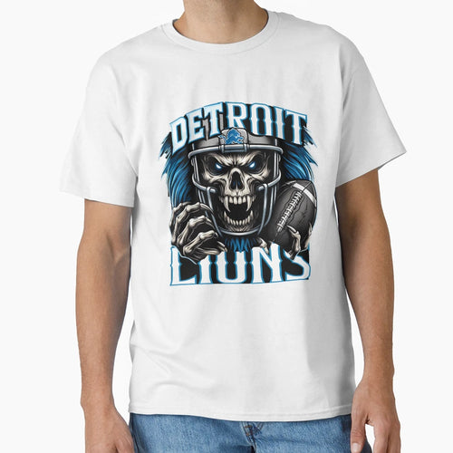 Detroit Football Fierce Skull T-Shirt - Casual Everyday Wear for Adults - T-Shirt, Sweatshirt, Hoodie
