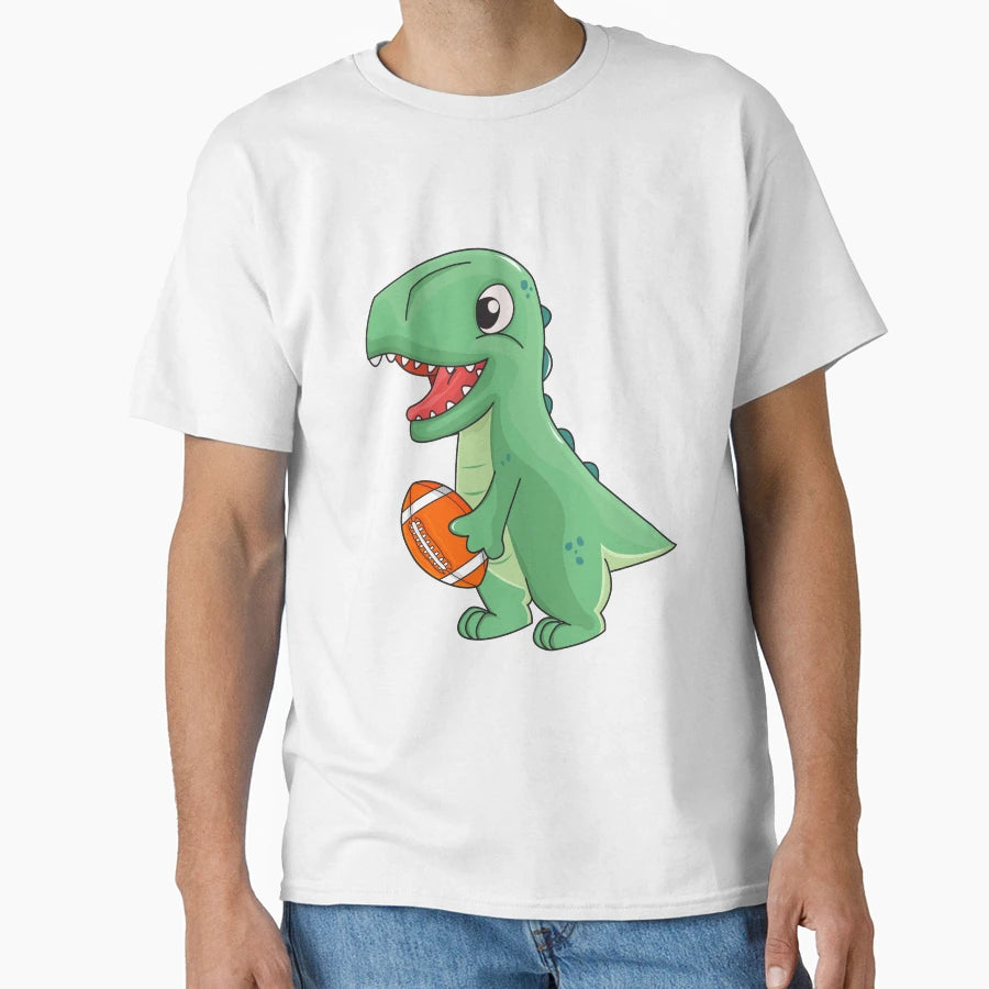 Dinosaur Playing American Football T-Shirt - Novelty Apparel Men Women - T-Shirt, Sweatshirt, Hoodie