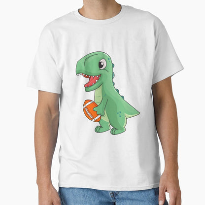 Dinosaur Playing American Football T-Shirt - Novelty Apparel Men Women - T-Shirt, Sweatshirt, Hoodie