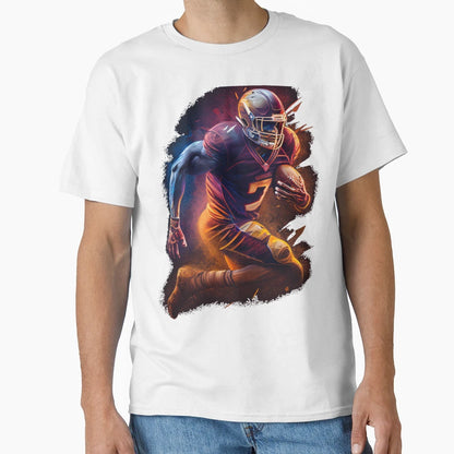 Running American Football Player Sports Art T-Shirt - Trendy Graphic Unisex - T-Shirt, Sweatshirt, Hoodie