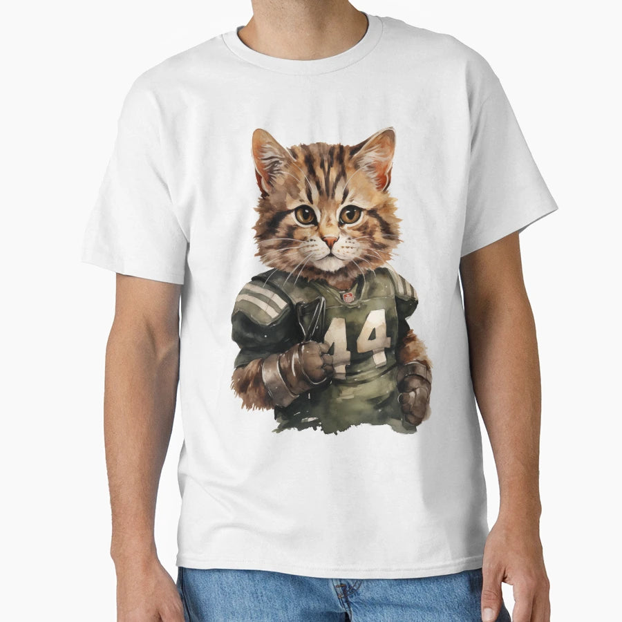 American Football Cat Player T-Shirt - Novelty Apparel Men Women - T-Shirt, Sweatshirt, Hoodie