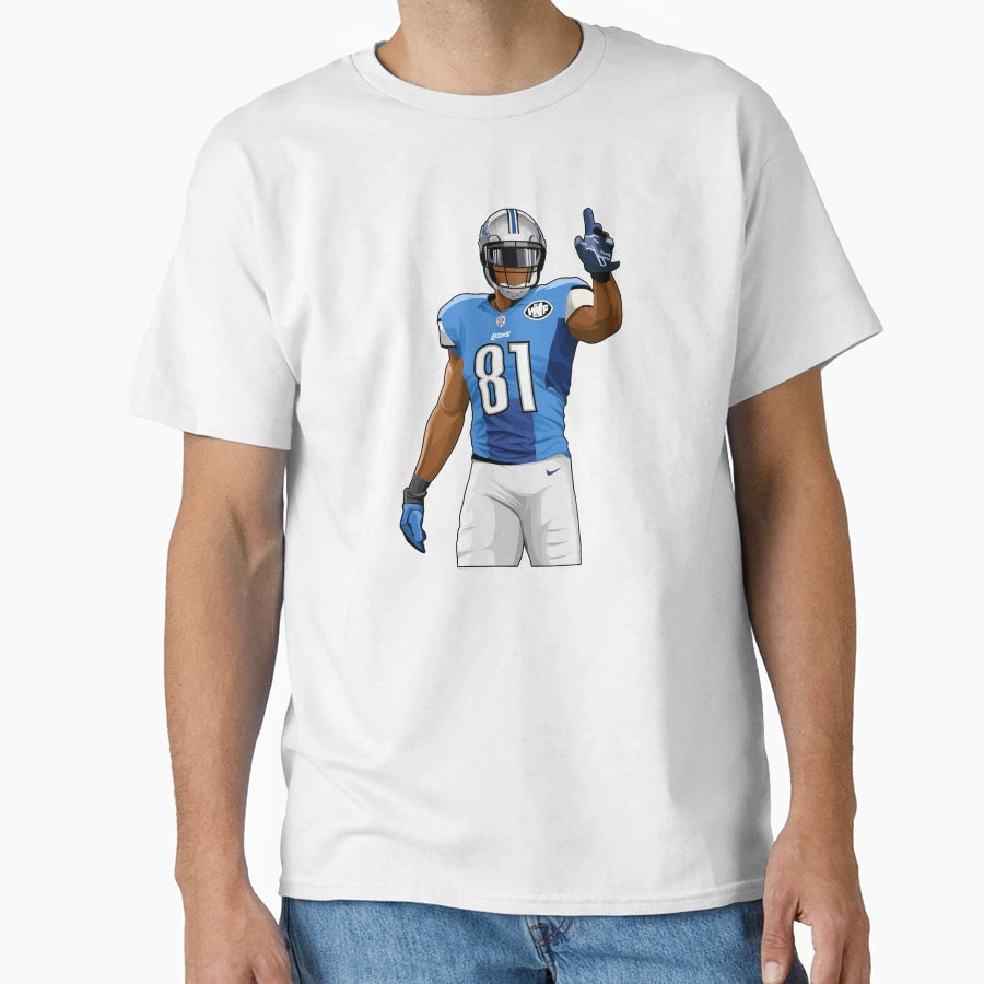 Calvin Johnson 81 Hold Up Fingers T-Shirt - Custom Art Print for Adults - T-Shirt, Sweatshirt, Hoodie