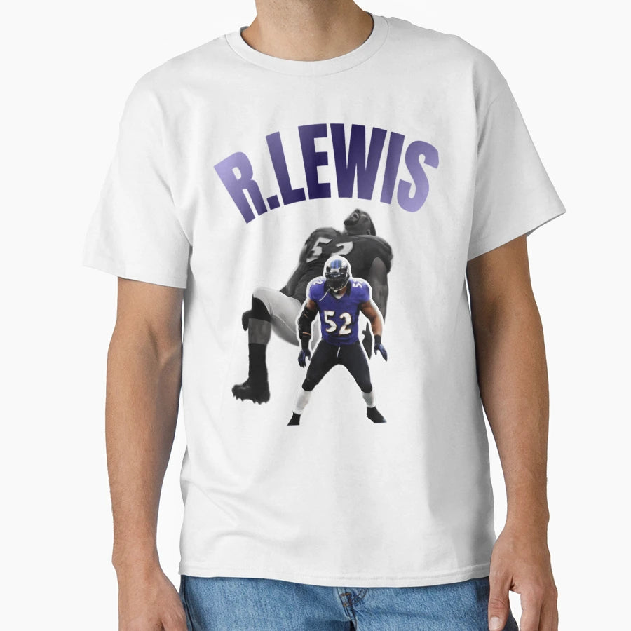 Baltimore Ravens R Lewis T-Shirt - Minimalist Print Unisex - T-Shirt, Sweatshirt, Hoodie