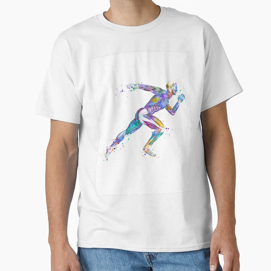 Anatomy Runner Colorful Watercolor T-Shirt - Unique Graphic Unisex - T-Shirt, Sweatshirt, Hoodie