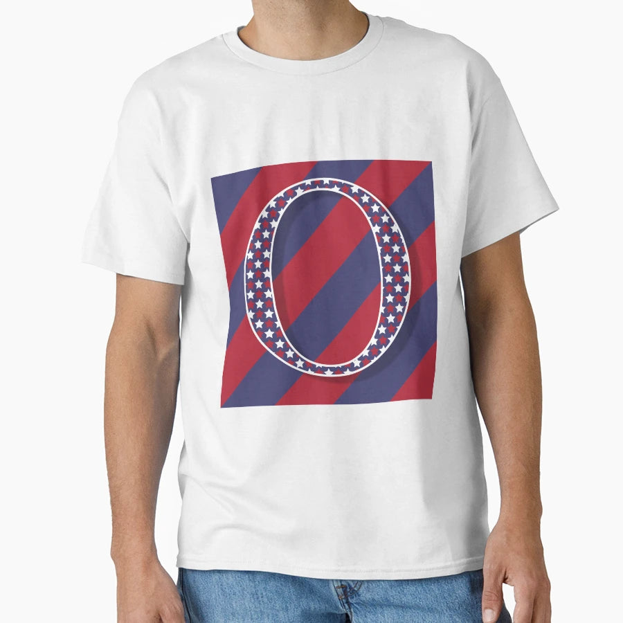 Letter O Americana Old Glory Red And T-Shirt - Minimalist Print for Adults - T-Shirt, Sweatshirt, Hoodie