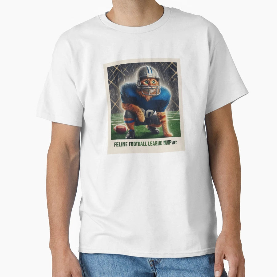 Feline Football League Mvpurr Gift T-Shirt - Minimalist Print Men Women - T-Shirt, Sweatshirt, Hoodie