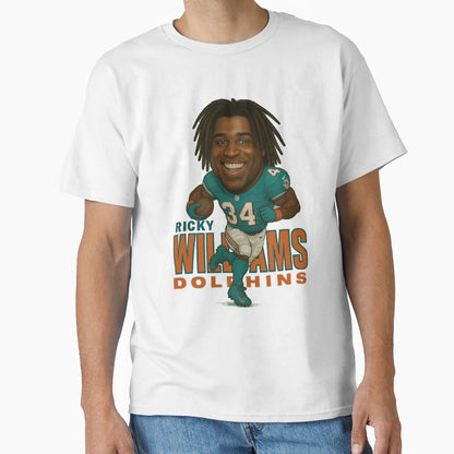 Ricky Williams 34 Miami Dolphins T-Shirt - Trendy Graphic for Adults - T-Shirt, Sweatshirt, Hoodie