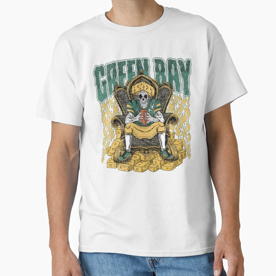 Green Bay Football Skull T-Shirt - Graphic Print Men Women - T-Shirt, Sweatshirt, Hoodie
