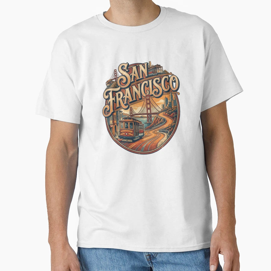 San Francisco Cityscape Travel Art T-Shirt - Novelty Apparel Unisex - T-Shirt, Sweatshirt, Hoodie