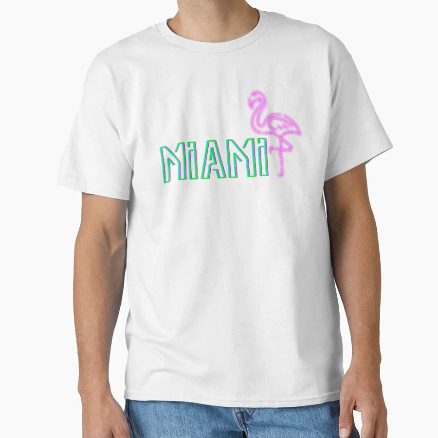 Miami Flamingo Neon Miami South T-Shirt - Novelty Apparel for Adults - T-Shirt, Sweatshirt, Hoodie