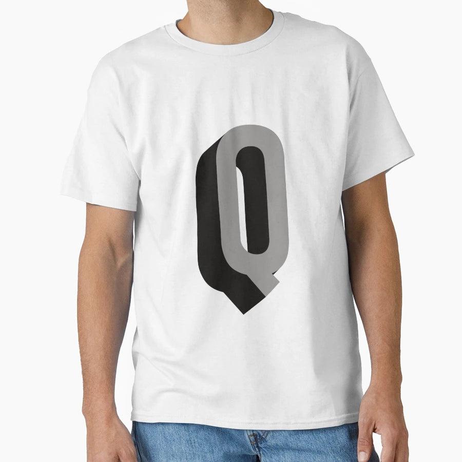 Grey And Black Q Film Noir Monogram T-Shirt - Custom Art Print for Adults - T-Shirt, Sweatshirt, Hoodie