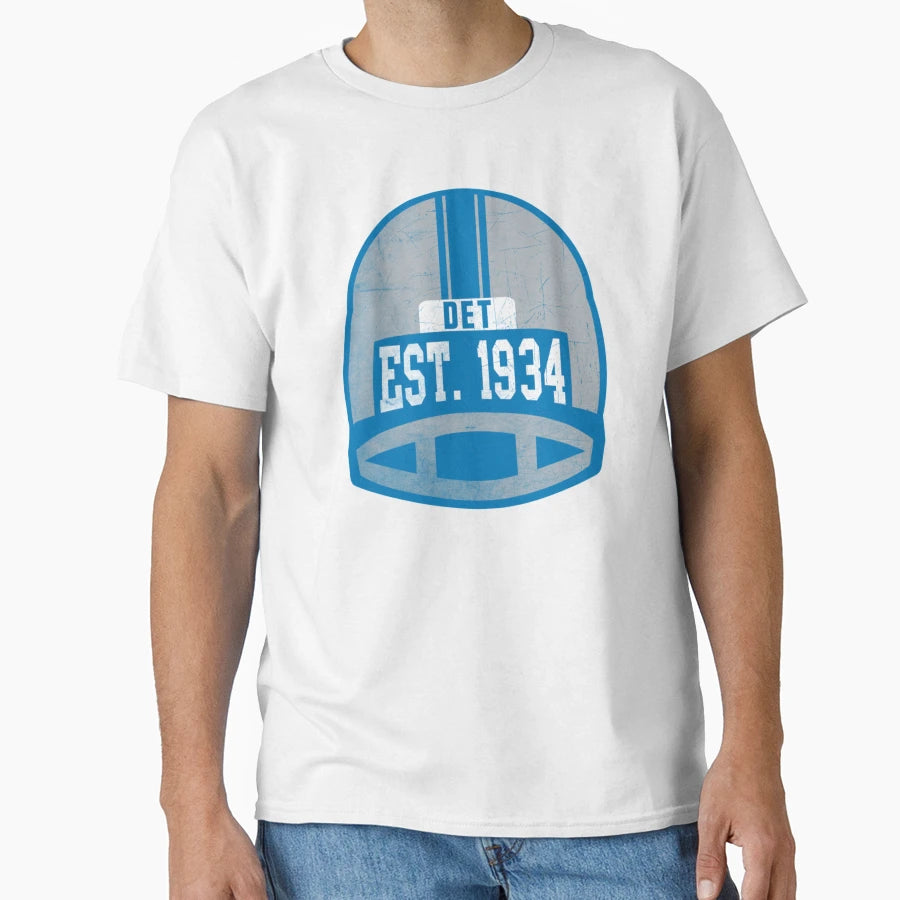 Detroit Throwback Football Helmet T-Shirt - Graphic Print for Adults - T-Shirt, Sweatshirt, Hoodie