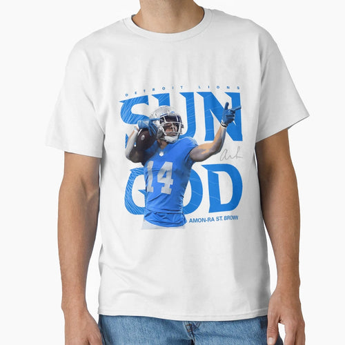 Amon Ra St Brown Sun God Detroit T-Shirt - Minimalist Print for Adults - T-Shirt, Sweatshirt, Hoodie